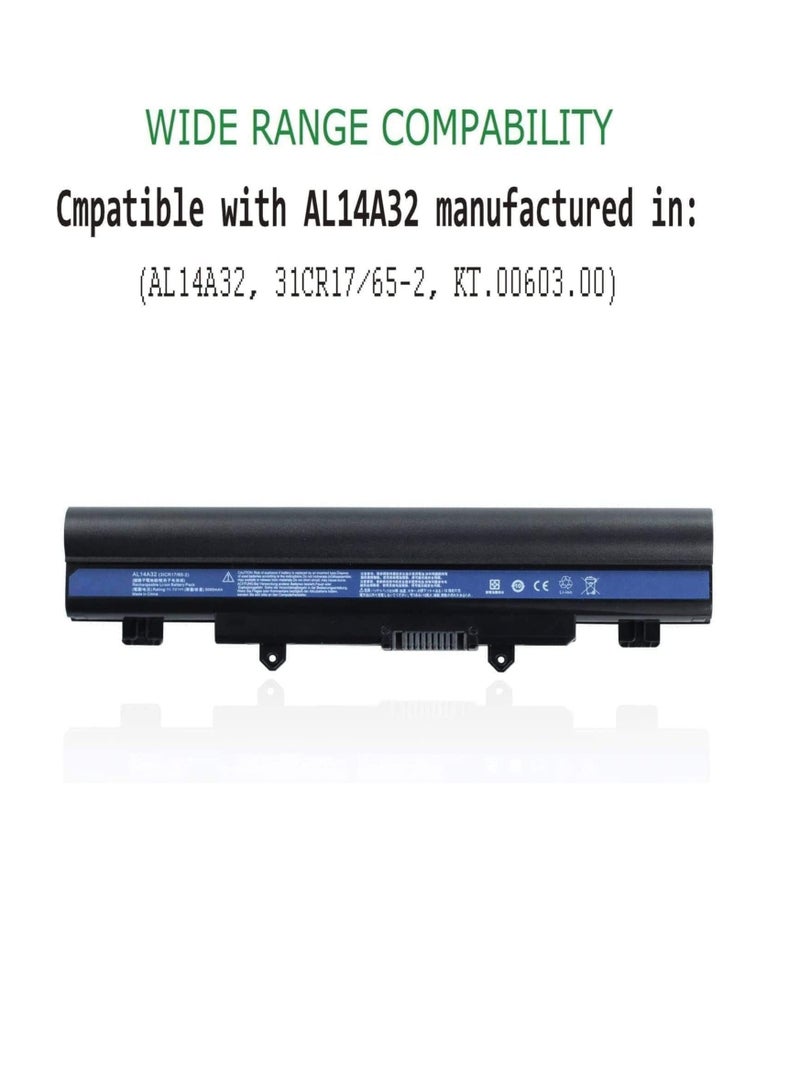 زيكسين بطارية بديلة جديدة للكمبيوتر المحمول AL14A32 لجهاز Acer Aspire E1-571 E5-571 E5-411 E5-421 E5-511 E5-521 V3-472 V3-572 E14 E15 Touch Extensa 2509 2510 - Image 4