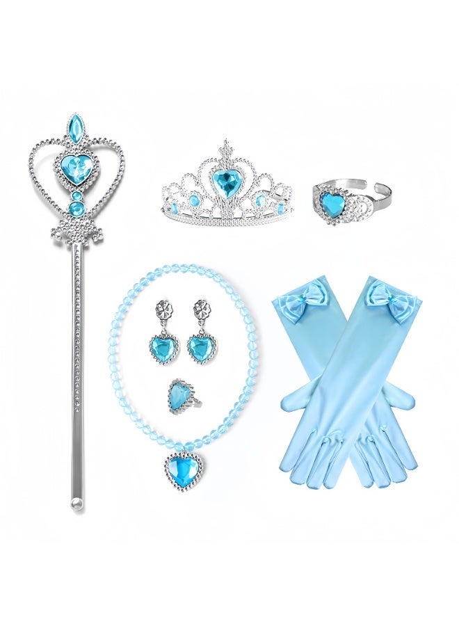 عالم البالونات طقم فستان تنكري رائع للأميرات مع مجموعة إكسسوارات - فستان الأميرة صوفيا وأورورا وسندريلا مع مجموعة إكسسوارات، فستان أزرق أنيق بأكمام منتفخة. - Image 3