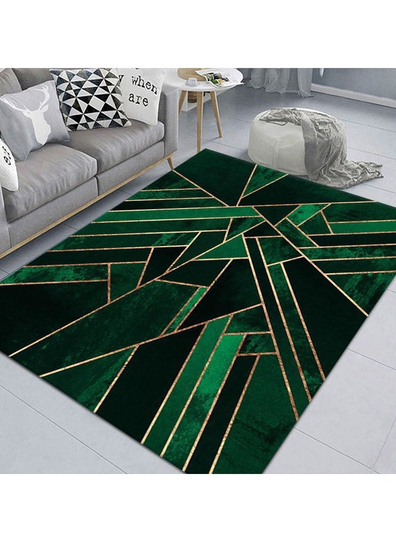 Loquat Squality Polyester Fiber Rectangular Small Fresh Green Series Carpet 