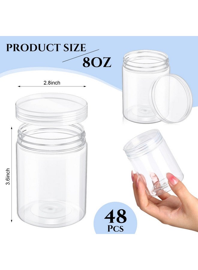 Aoriher 48 Pcs 8oz Plastic Mason Jars with Lids Round Clear Plastic Jars Containers Refillable Small Empty Plastic Storage Containers Food Jars Canisters for Kitchen Storage(Clear) - Image 2