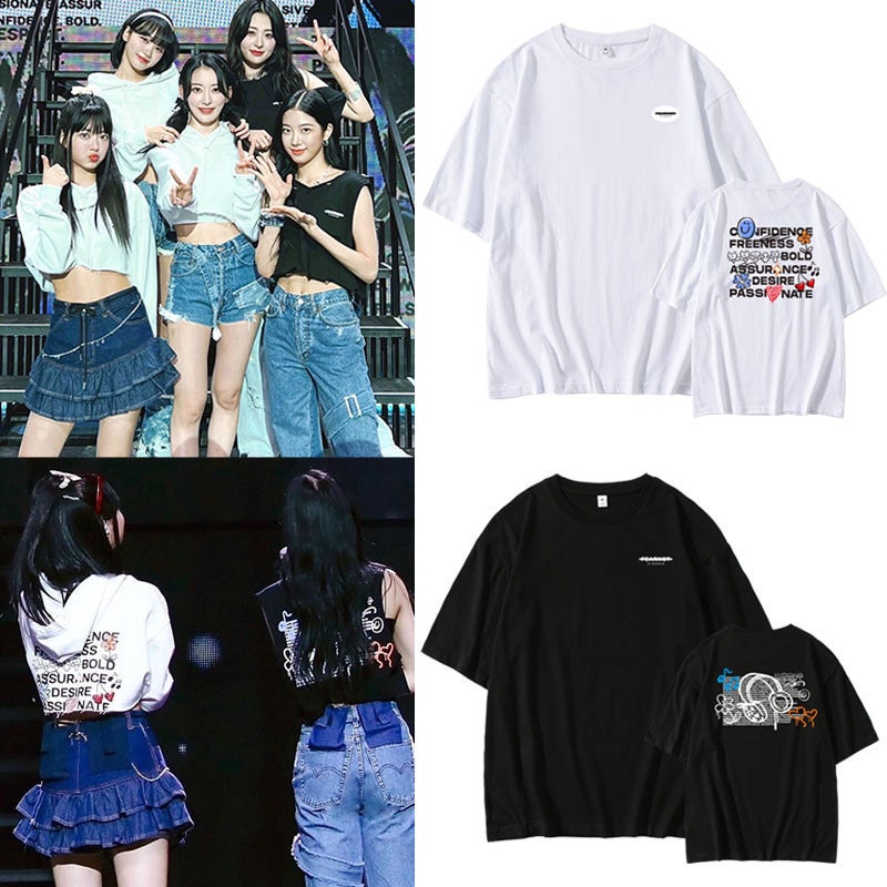 South Korea Women's Singing Group Concert Same Style Pure Cotton Loose Men's and Women's Simple Base Shirt Summer Short-sleeved T-shirt - Image 2