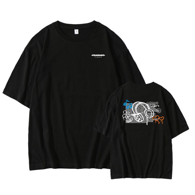South Korea Women's Singing Group Concert Same Style Pure Cotton Loose Men's and Women's Simple Base Shirt Summer Short-sleeved T-shirt - Image 4