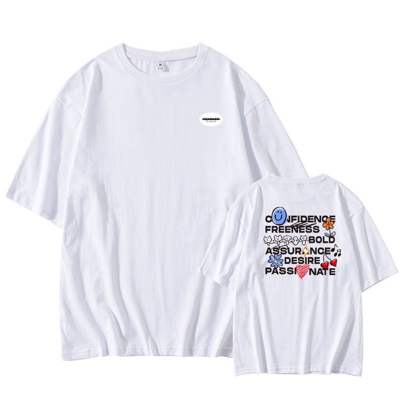 South Korea Women's Singing Group Concert Same Style Pure Cotton Loose Men's and Women's Simple Base Shirt Summer Short-sleeved T-shirt - Image 5