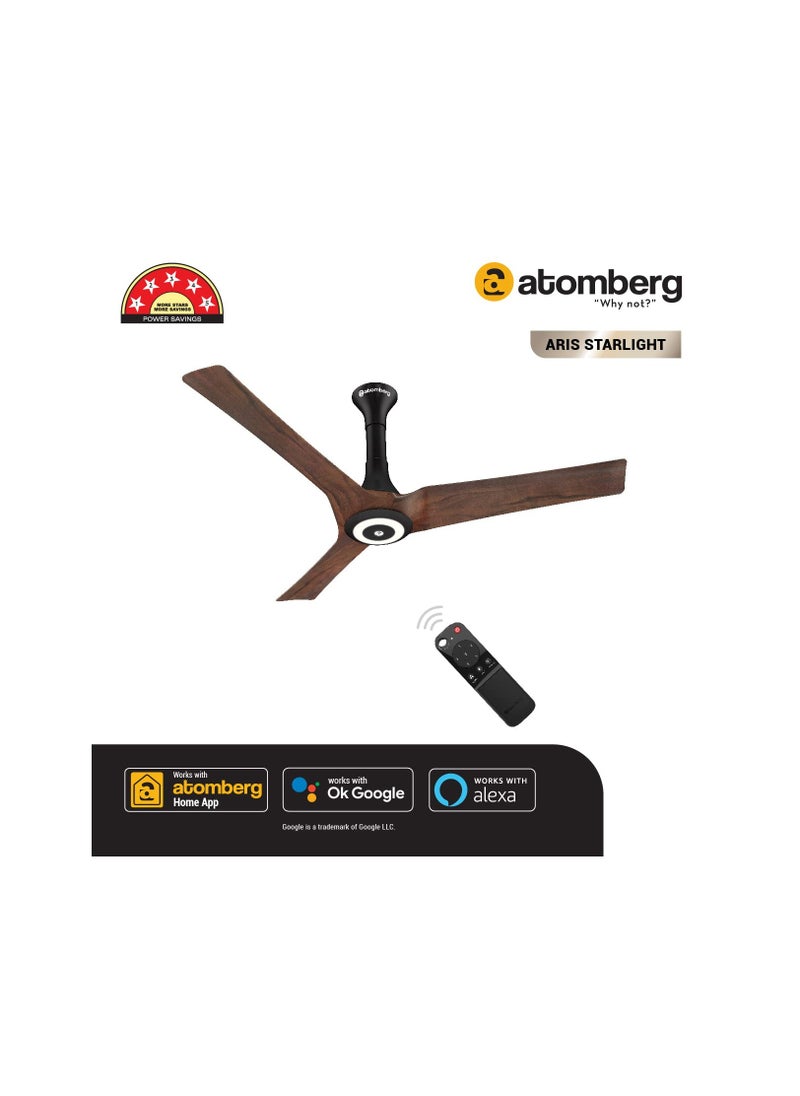 atomberg Aris Starlight 1200mm BLDC Ceiling Fan with Underlight, IoT & Remote Control | Smart Fan with Noiseless Operation (Dark Teakwood) - pzsku/Z2DD6B055034B937654F5Z/45/_/1729487812/140beb3a-fced-48c3-9fee-c8092f62e549