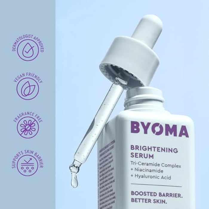 BYOMA Brightening Serum - Barrier Repair Serum - Brightening & Hydrating Face Serum with Hyaluronic Acid, Niacinamide & Ceramides - Hyaluronic Acid Serum For Face, Glowing, Radiant Skin - 1.01 fl. oz - Image 5