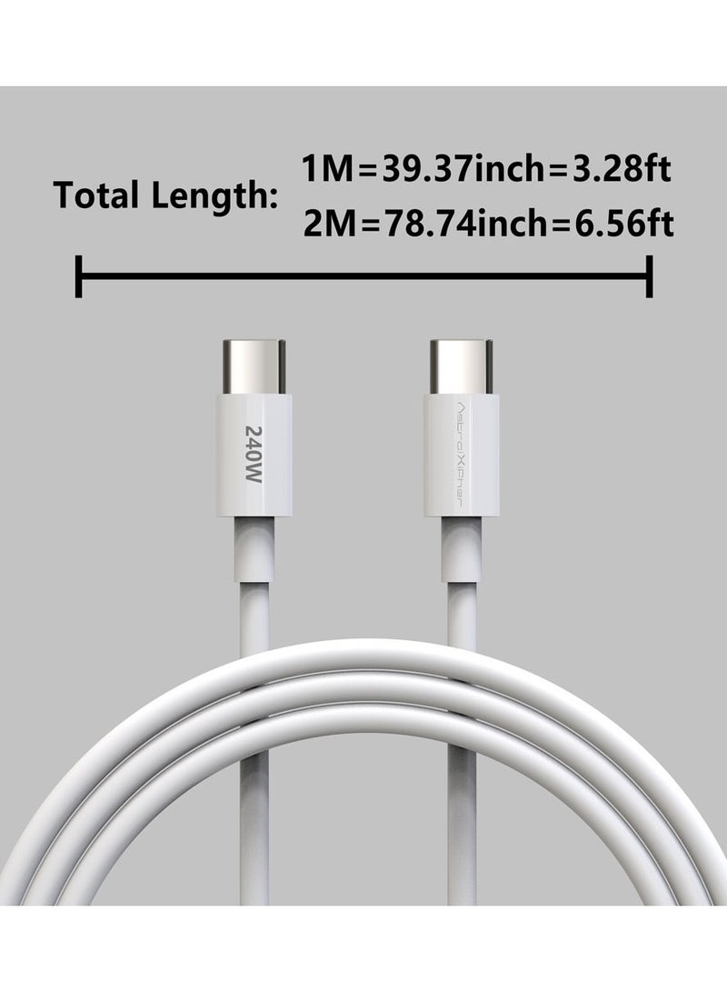 Astralxipher Original 240W USB C Fast Charging Cable, Type C to Type C [1m/2m] - White ABS Braided for iPhone 15/16 Pro Max, Samsung S25 Ultra, MacBook, iPad, Power Bank & Android Phones - Image 2