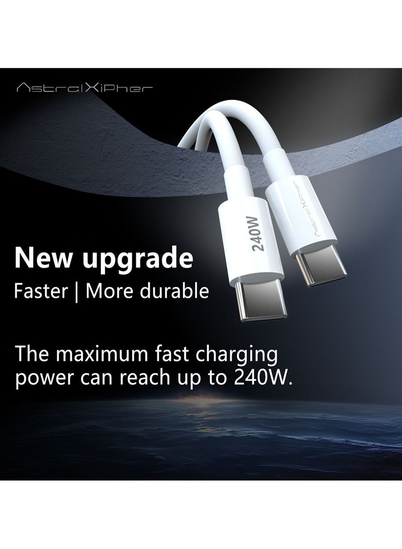 Astralxipher Original 240W USB C Fast Charging Cable, Type C to Type C [1m/2m] - White ABS Braided for iPhone 15/16 Pro Max, Samsung S25 Ultra, MacBook, iPad, Power Bank & Android Phones - Image 3