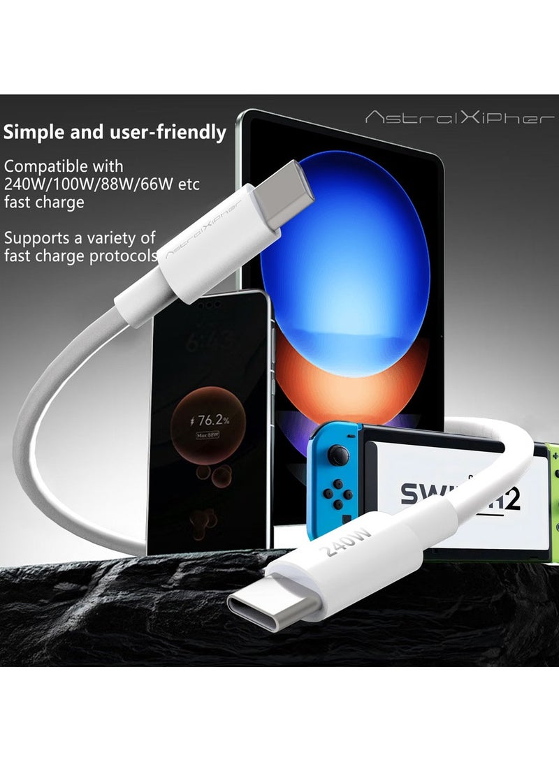 Astralxipher Original 240W USB C Fast Charging Cable, Type C to Type C [1m/2m] - White ABS Braided for iPhone 15/16 Pro Max, Samsung S25 Ultra, MacBook, iPad, Power Bank & Android Phones - Image 4