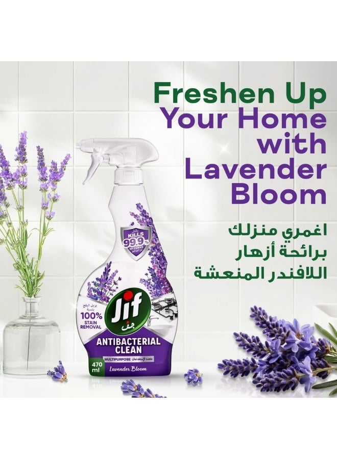 JIF Antibacterial Multi-Purpose Spray, Lavender Bloom, 470ml, 100% Stant Removal, Kills 99.9% Germs - Image 3