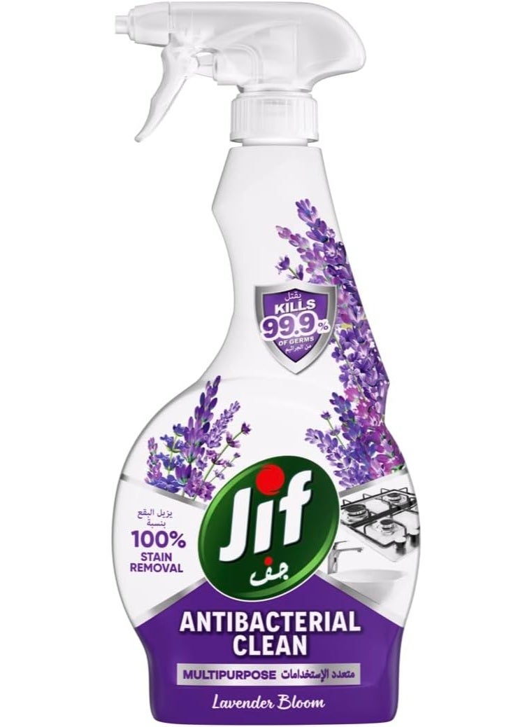 JIF Antibacterial Multi-Purpose Spray, Lavender Bloom, 470ml, 100% Stant Removal, Kills 99.9% Germs - Image 1