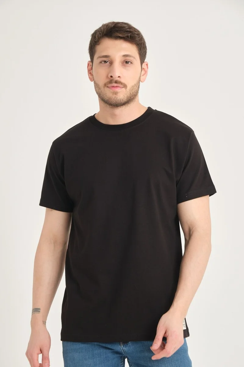 Four Man 2 Pieces Men's 100% Cotton Standard Pattern Non-Wrinkle Plain Color Basic T-Shirt