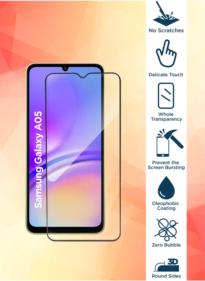 Generic - Samsung Galaxy A05-Tempered Glass Screen Protector – High Transparency, Delicate Touch, Anti-Explosion, Smooth Arc Edges, Easy Installation, 9H Hardness HD Tempered Glass Screen Protector 99% Transparency with device's original screen clarity and brightness - Image 1