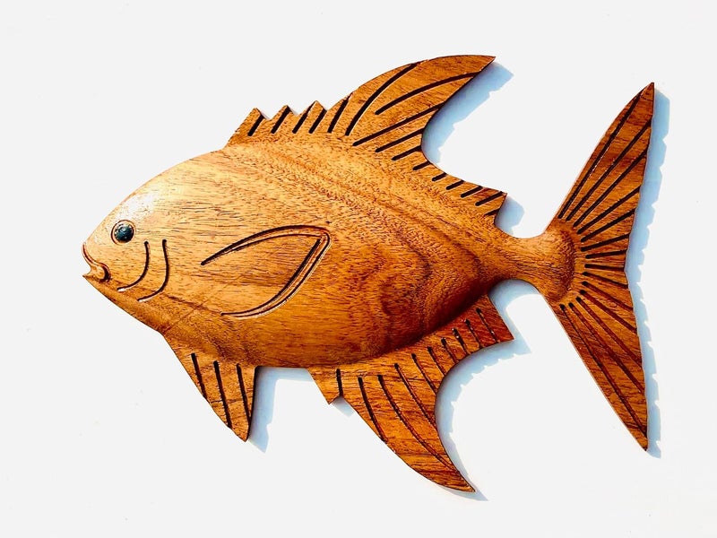 KVEER Wooden Fish Sculpture Fish Lover Animal Handmade Wood Carving Hand Carved Ornament Housewarming Home Decor Room Decor Gifts - Image 1