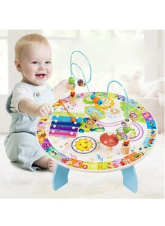 Cordova Wooden activity table – 5-in-1 Montessori toy with bead maze, xylophone, gears, and clock for toddlers 1-3 years  - Image 1