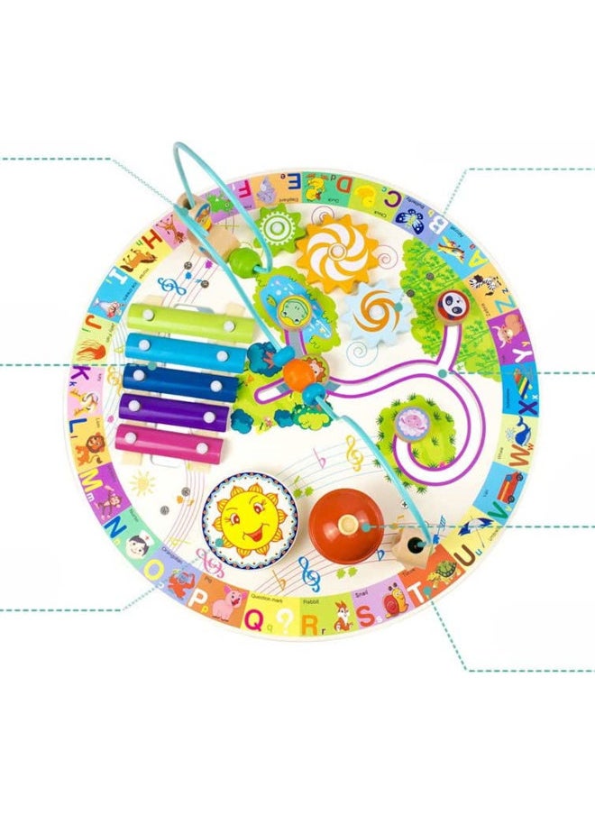 Cordova Wooden activity table – 5-in-1 Montessori toy with bead maze, xylophone, gears, and clock for toddlers 1-3 years  - Image 2