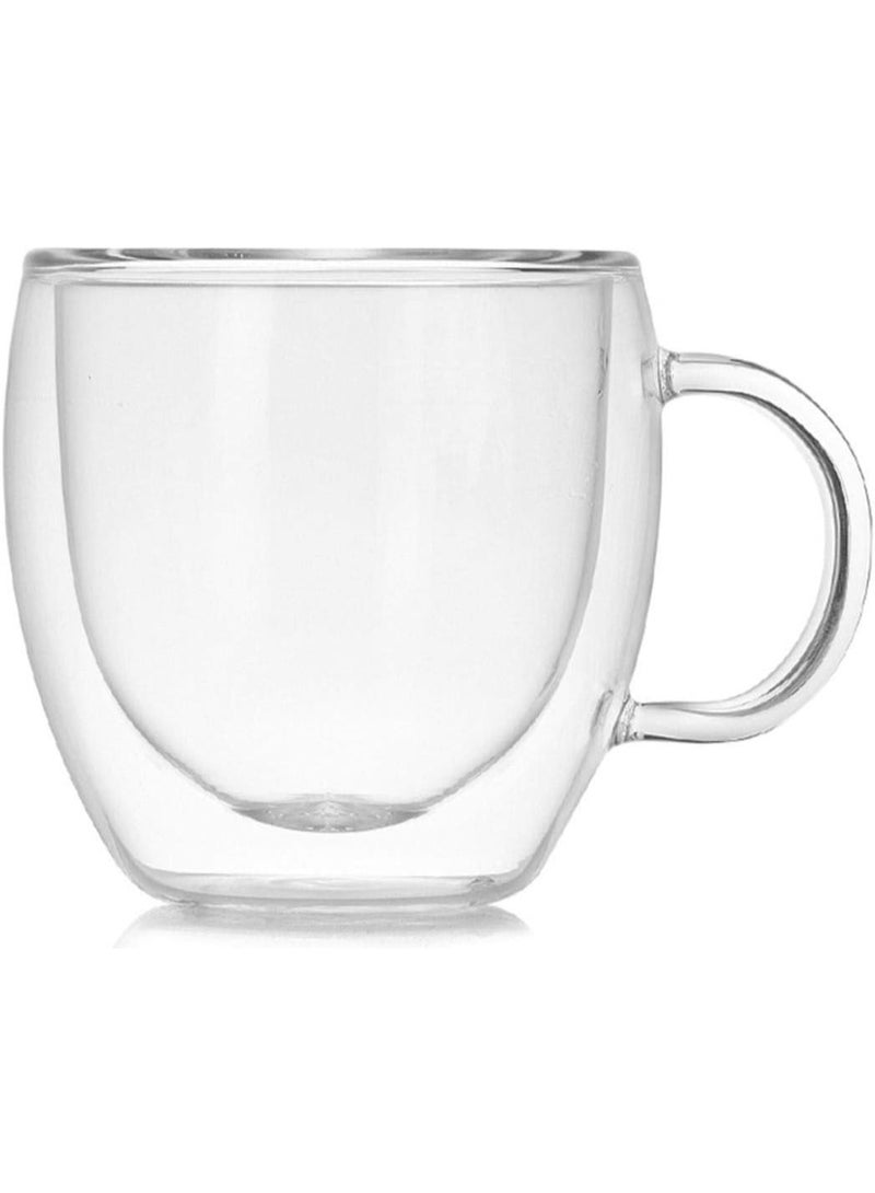 كوب قهوة بزجاج مزدوج مقاوم للحرارة، رمادي - Image 2