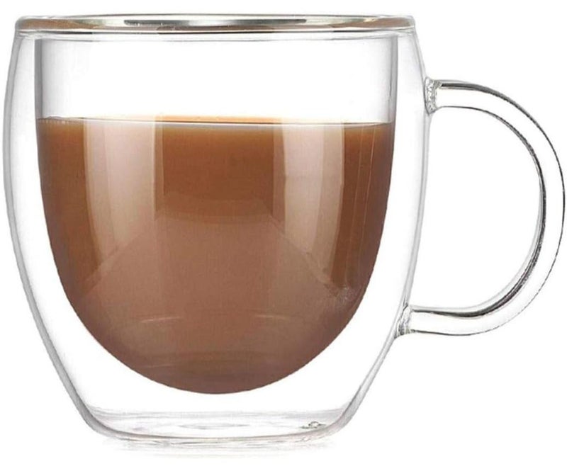 كوب قهوة بزجاج مزدوج مقاوم للحرارة، رمادي - Image 1