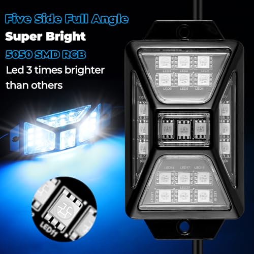 Auto Buero 16 Pods 336 LEDs 5 Sides RGB Rock Lights, App/Remote Control Rock Lights for Trucks, Waterproof Multi-Color Bright Underglow Kits with Music Mode, Compatible with 12V Jeep UTV SUV ATV Golf RZR - Image 2