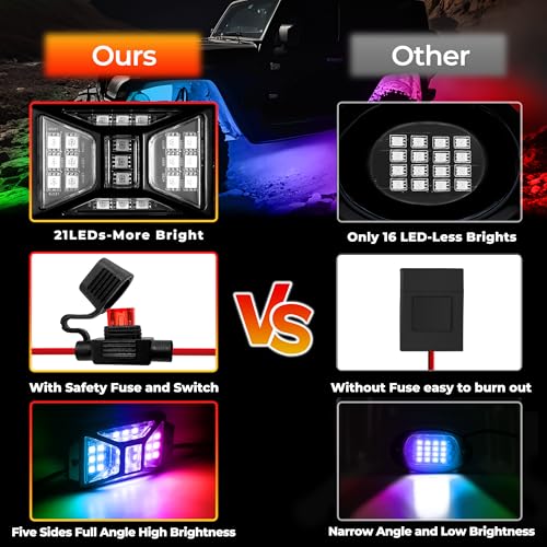 Auto Buero 16 Pods 336 LEDs 5 Sides RGB Rock Lights, App/Remote Control Rock Lights for Trucks, Waterproof Multi-Color Bright Underglow Kits with Music Mode, Compatible with 12V Jeep UTV SUV ATV Golf RZR - Image 4