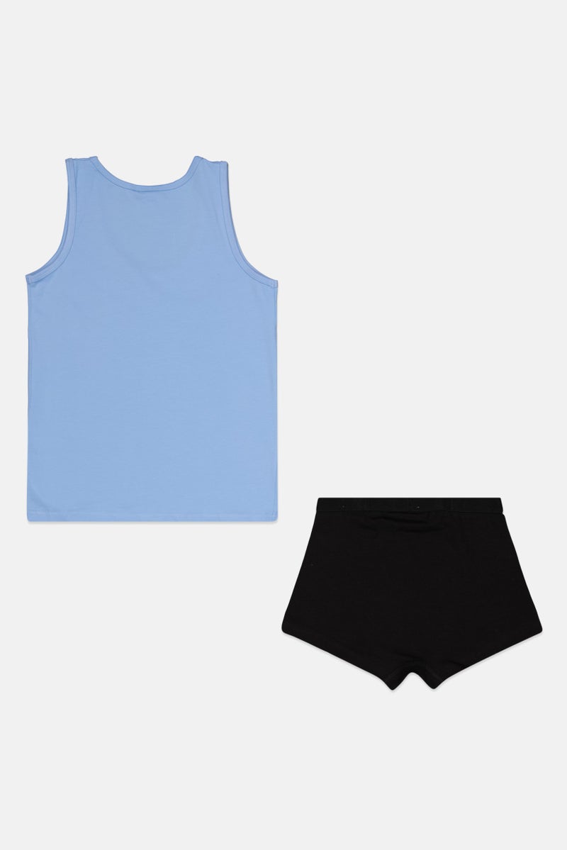University Of Cambridge Kids Boy 2 Pieces  Brand Logo Vest And Underwear, Sky Blue  - Image 2