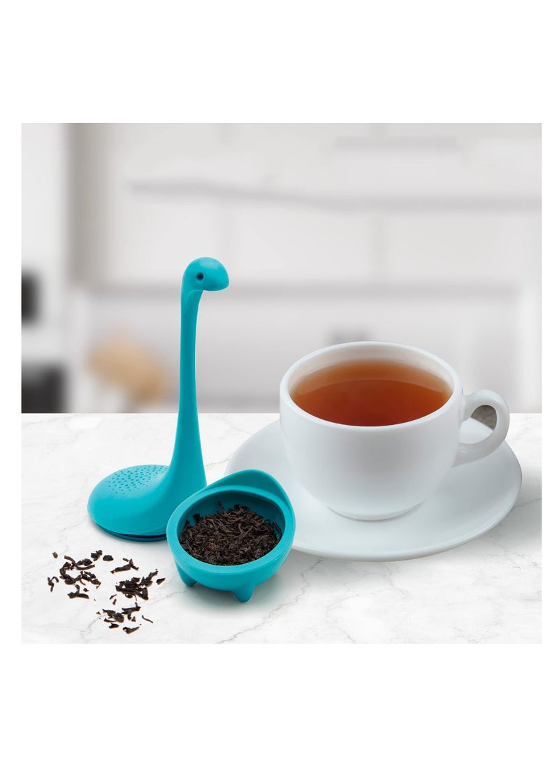 Generic - Baby Loose Leaf Tea Infuser, Cute Tea Infuser Strainer, Tea Leak Filter, Cute Tea Gifts - Long Handle Neck, Ball Body Lake Monster Silicone Tea Infuser for Herbal Tea - Image 1