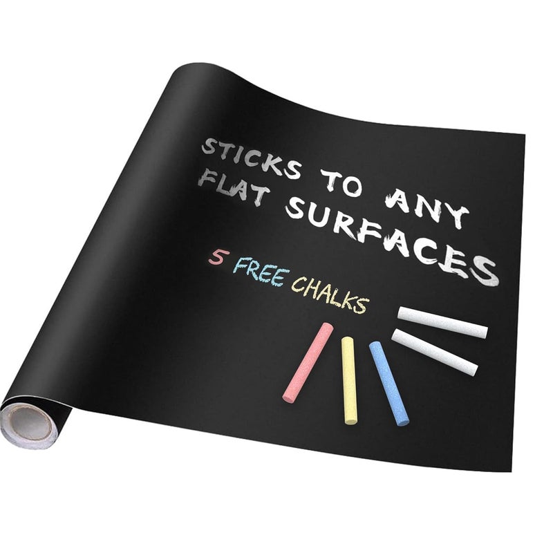 YAJNAS 45x200 CM PVC Blackboard Sticker for Kids | Removable Wall-Mounted Blackboard for Home, School, Office | Includes 5 Colorful Chalks | Easy Install, Perfect for Creative Learning - 1.5 x 6.5 Ft - Image 5