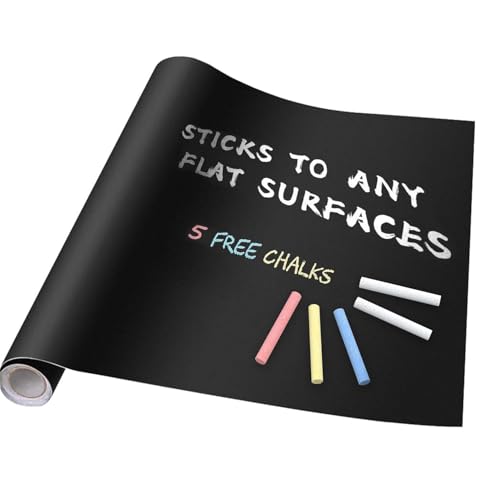 YAJNAS 45x200 CM PVC Blackboard Sticker for Kids | Removable Wall-Mounted Blackboard for Home, School, Office | Includes 5 Colorful Chalks | Easy Install, Perfect for Creative Learning - 1.5 x 6.5 Ft - Image 1