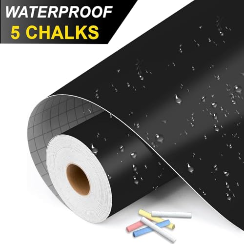 YAJNAS 45x200 CM PVC Blackboard Sticker for Kids | Removable Wall-Mounted Blackboard for Home, School, Office | Includes 5 Colorful Chalks | Easy Install, Perfect for Creative Learning - 1.5 x 6.5 Ft - Image 2