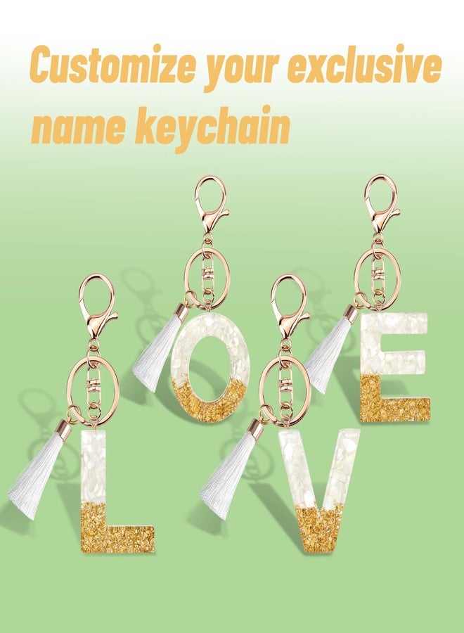 Suweibuke Cute Beige Key Chains for Women Girls, Initial Letter Keychains with White Tassel, Charms for Key Handbags Backpacks (A) - Image 4