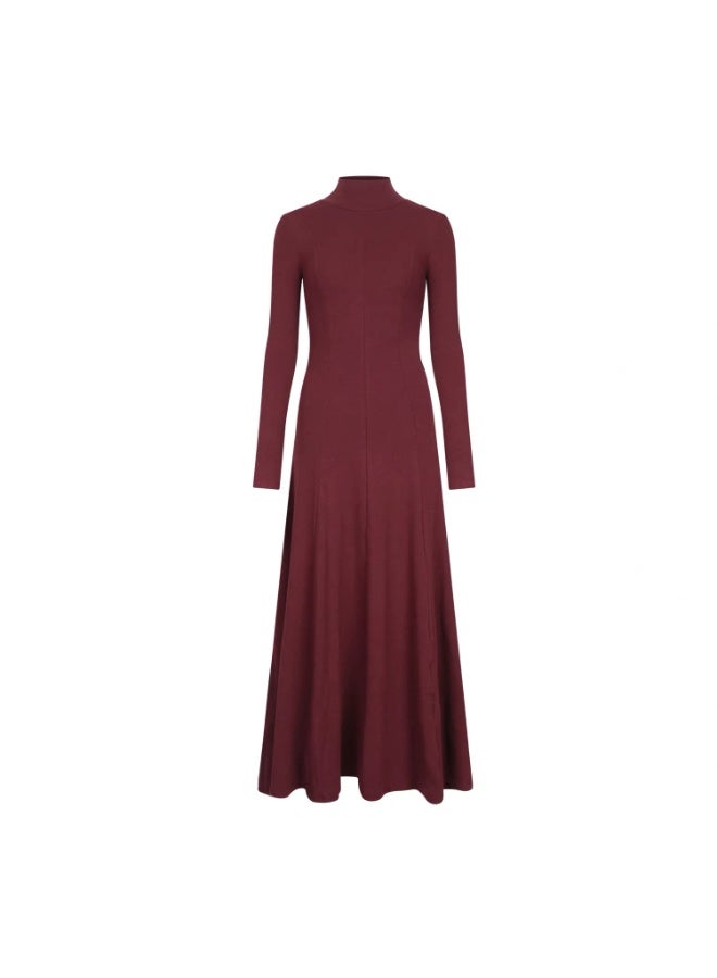 Women's Turtleneck Long Sleeve Knit Maxi Dress Slim Fit Evening Gown - Image 3