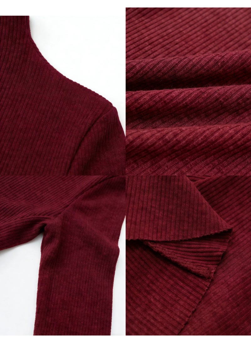 Women's Turtleneck Long Sleeve Knit Maxi Dress Slim Fit Evening Gown - Image 5