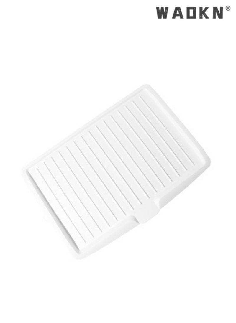 WAOKN - Multifunctional large kitchen drain tray fruit and vegetable plastic drain tray rectangular bowl and chopsticks tableware drain rack（White） - Image 1