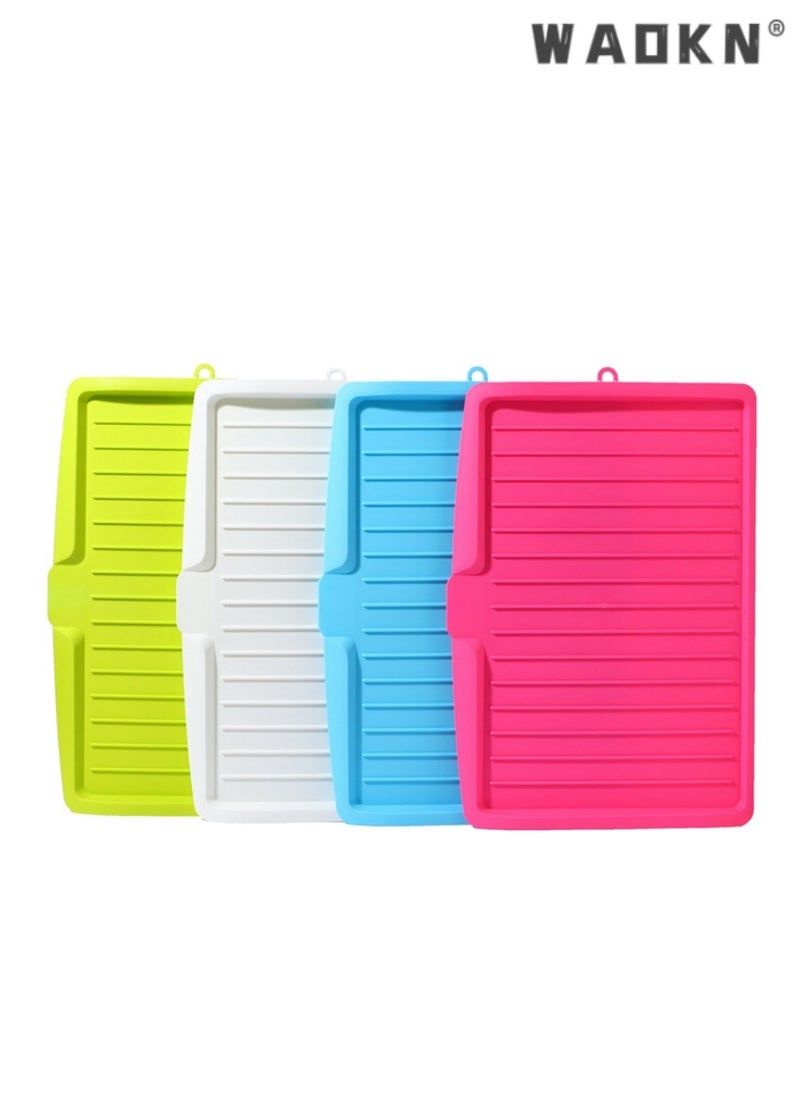 WAOKN - Multifunctional large kitchen drain tray fruit and vegetable plastic drain tray rectangular bowl and chopsticks tableware drain rack（White） - Image 1