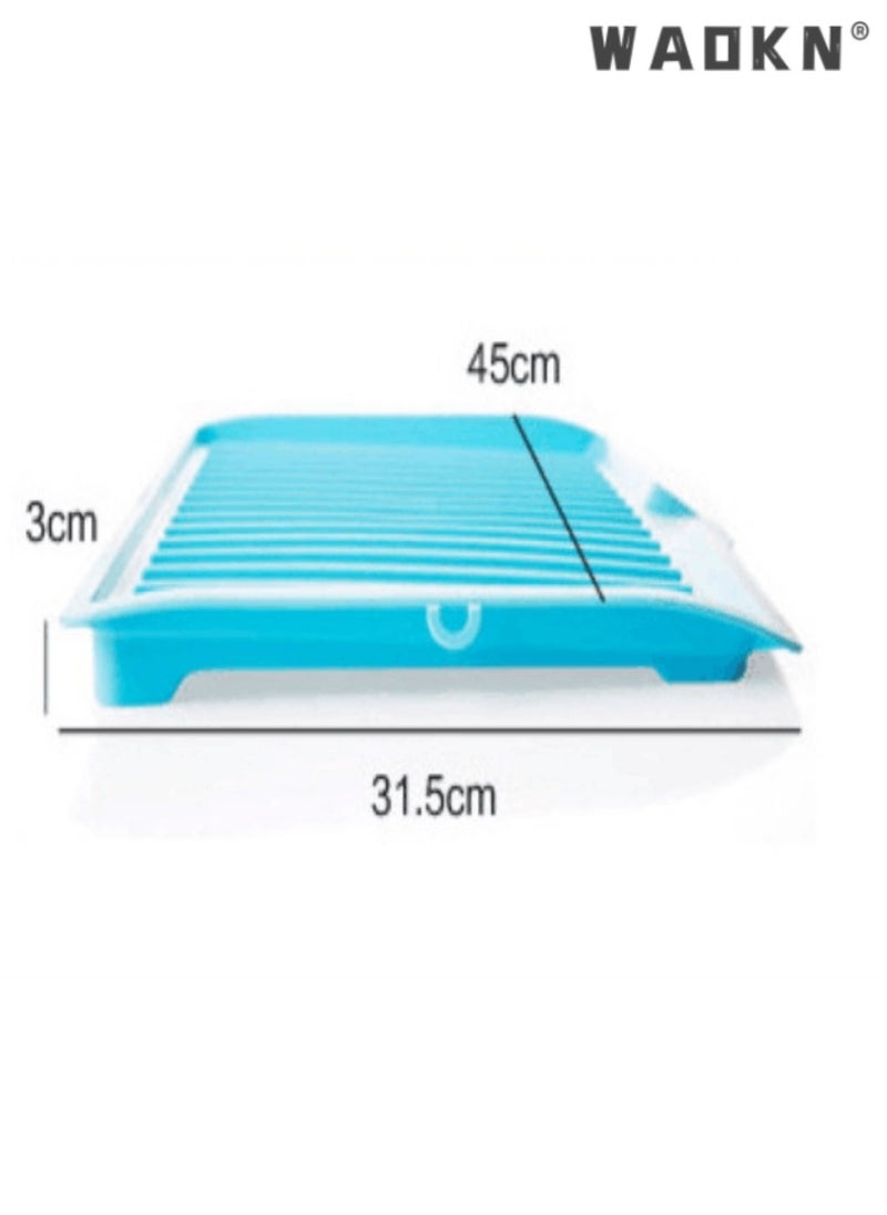 WAOKN - Multifunctional large kitchen drain tray fruit and vegetable plastic drain tray rectangular bowl and chopsticks tableware drain rack（White） - Image 1