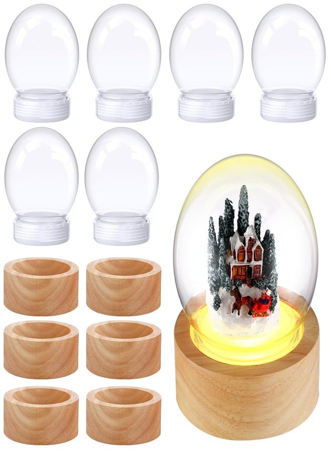 Irenare 12 Pcs 3.9 Inch DIY Snow Globe Kit, 6 Make Your Own Snow Globe Craft with 6 LED Light Wooden Base Clear Plastic Dome for Christmas Decor Keepsake Gift Plant Terrarium Display(Colorful Base) - Image 1