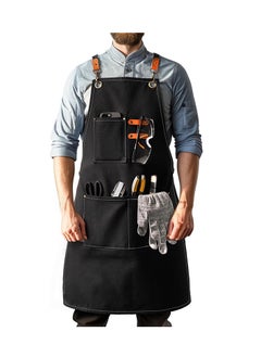 Bukela Woodworking Aprons for Men with 9 Tool Pockets, Waxed Canvas Shop Work Apron, Heavy Duty Wood Working Apron, for Carpenters Woodworkers, A Perfect Gifts for Men, Adjustable Size S to XXL  - Image 1