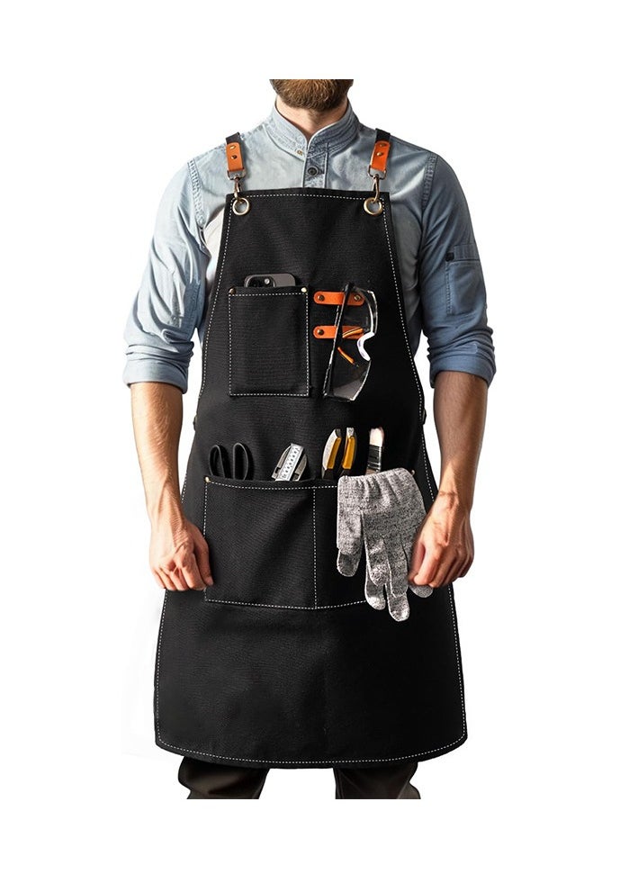 Bukela - Woodworking Aprons for Men with 9 Tool Pockets, Waxed Canvas Shop Work Apron, Heavy Duty Wood Working Apron, for Carpenters Woodworkers, A Perfect Gifts for Men, Adjustable Size S to XXL - Image 1