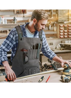Bukela Woodworking Aprons for Men with 9 Tool Pockets, Waxed Canvas Shop Work Apron, Heavy Duty Wood Working Apron, for Carpenters Woodworkers, A Perfect Gifts for Men, Adjustable Size S to XXL  - Image 4