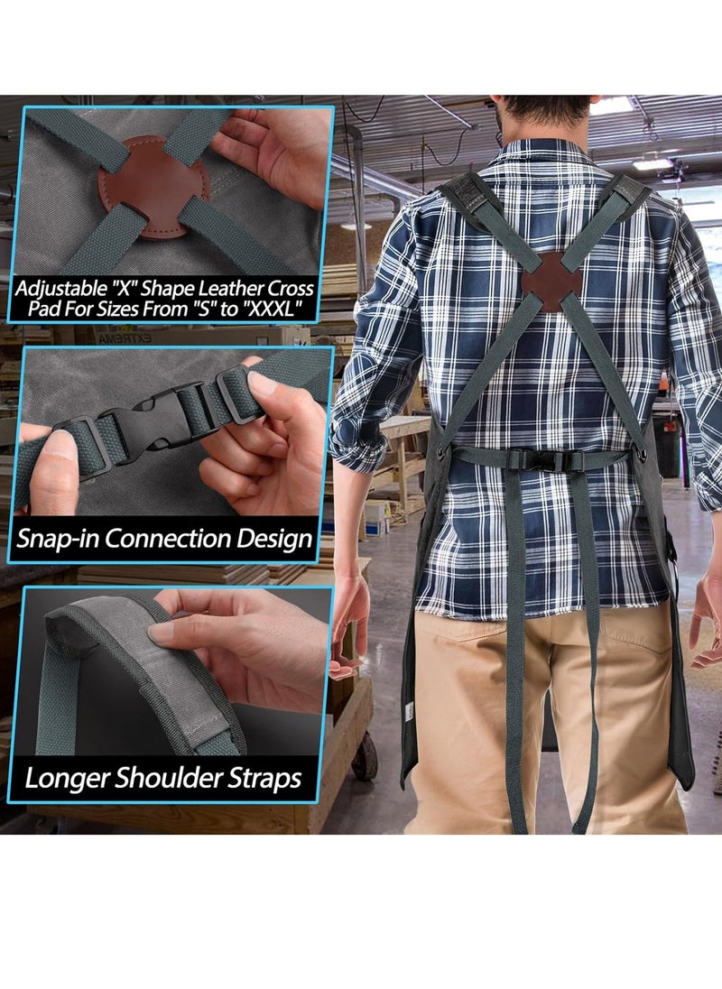 Bukela - Woodworking Aprons for Men with 9 Tool Pockets, Waxed Canvas Shop Work Apron, Heavy Duty Wood Working Apron, for Carpenters Woodworkers, A Perfect Gifts for Men, Adjustable Size S to XXL - Image 1