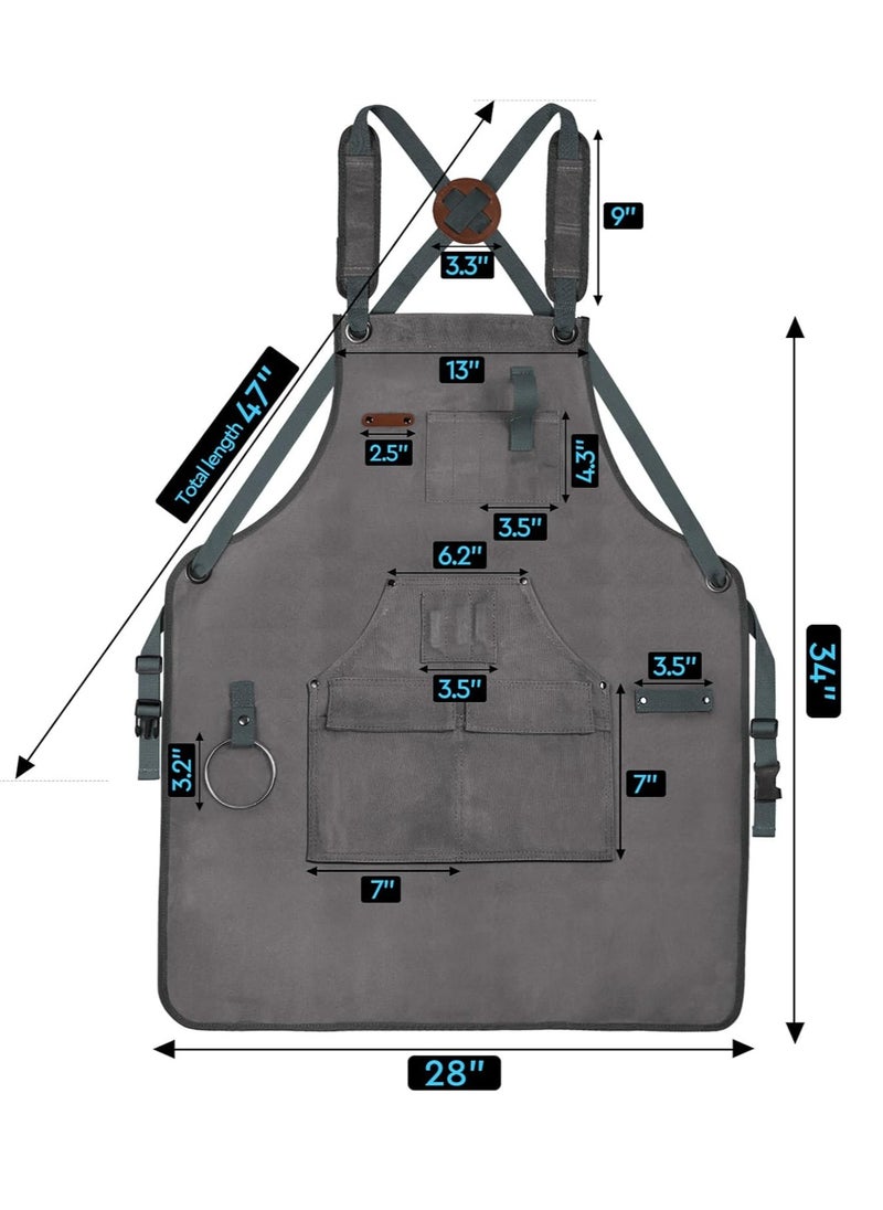 Bukela - Woodworking Aprons for Men with 9 Tool Pockets, Waxed Canvas Shop Work Apron, Heavy Duty Wood Working Apron, for Carpenters Woodworkers, A Perfect Gifts for Men, Adjustable Size S to XXL - Image 1