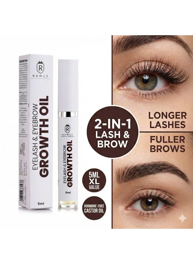 Rawls Eyelash & Eyebrow Growth Oil Serum | Pure Castor Oil + Vitamin E Formula | Rapid Lash & Brow Enhancer for Longer, Fuller Hair | 5ml - Image 2