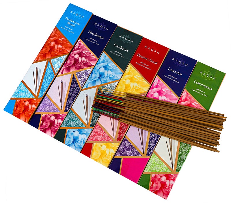 Naqsh Premium Hand Rolled Incense- Assorted 6x20 Mesmerizing Incense Sticks Including Lavender, Dragon's Blood, Frankincense Myrrh, Lemongrass, Eucalyptus, and Nagchampa - Image 5