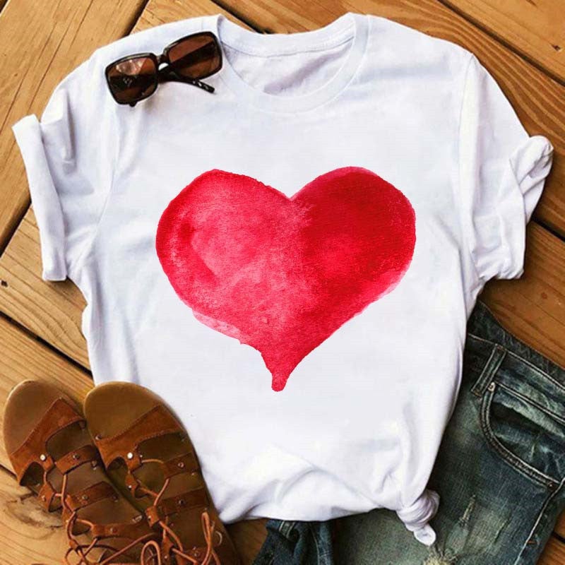 Cross-border supply T-shirt printed T-shirt women's short-sleeved women's clothing - Image 1