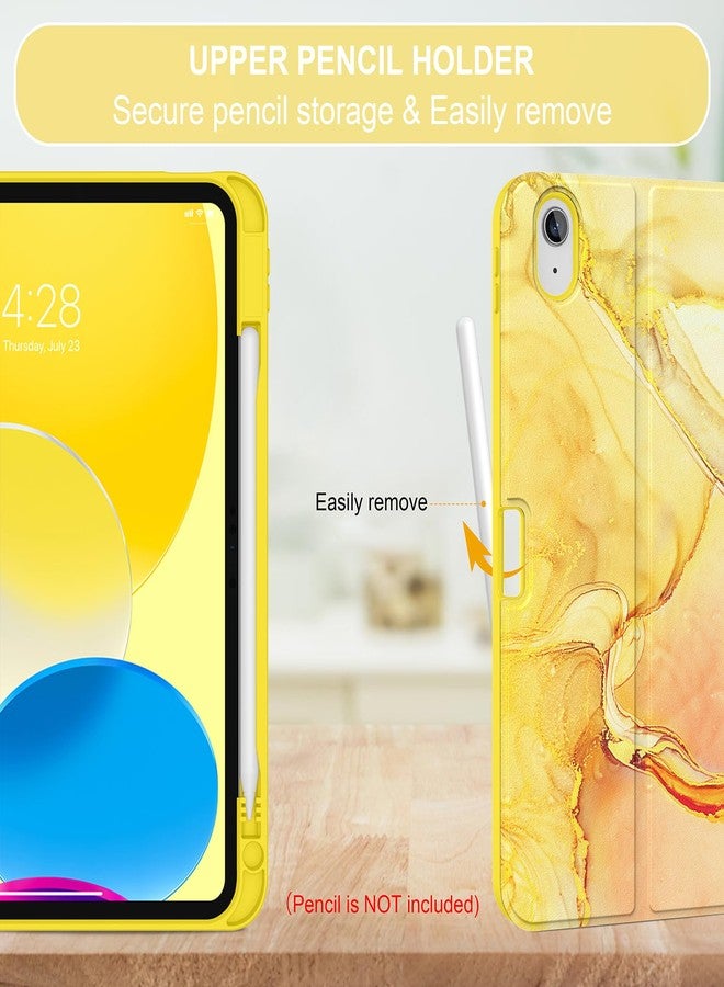 Soke for iPad (A16) 11th/10th Generation Case with Keyboard(2025/2022)-7 Color Backlight Wireless Detachable Folio Keyboard Cover with Built-in Pencil Holder for iPad 11/10.9 inch, Yellow Marble - Image 3