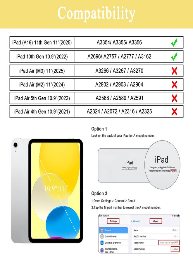 Soke for iPad (A16) 11th/10th Generation Case with Keyboard(2025/2022)-7 Color Backlight Wireless Detachable Folio Keyboard Cover with Built-in Pencil Holder for iPad 11/10.9 inch, Yellow Marble - Image 2