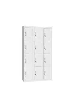 Protector 12 Door Metal Cabinet, Office Cabinet, Closet Organizer for Living Room and School, Tall Staff Storage Cabinet, Grey  - Image 1