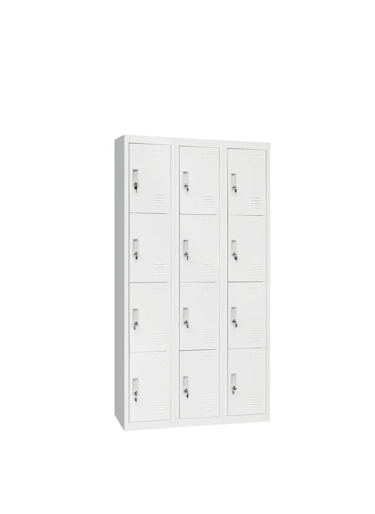 Protector 12 Door Metal Cabinet, Office Cabinet, Closet Organizer for Living Room and School, Tall Staff Storage Cabinet, Grey  - Image 1
