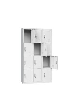 Protector 12 Door Metal Cabinet, Office Cabinet, Closet Organizer for Living Room and School, Tall Staff Storage Cabinet, Grey  - Image 2