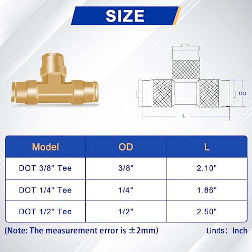 Daptemn 38 DOT Air Line Quick Connect Fittings 3PCS Air Line Connector - Image 3