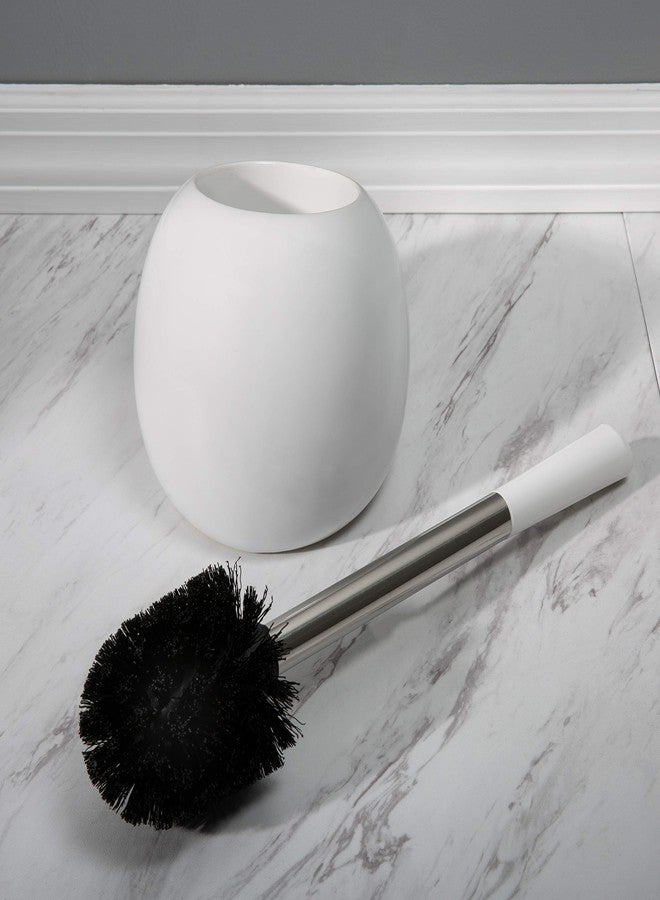 Bath Bliss Ceramic Dome Brush & Holder Set, Decorative, Modern, Freestanding, Heavy Duty Cleaning Toilet-Brushes, (Pack of 1), White - Image 4